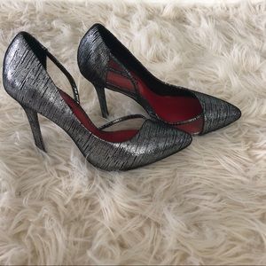 Charles Jourdan III Metallic silver and black.